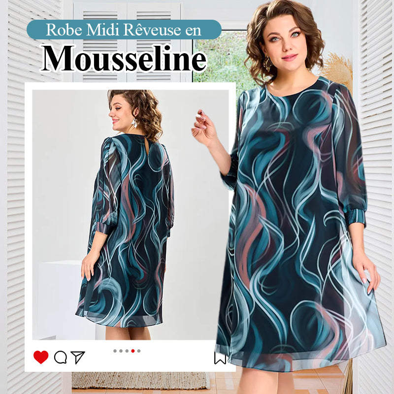 🔥50% de réduction🔥Robe Midi Rêveuse en Mousseline