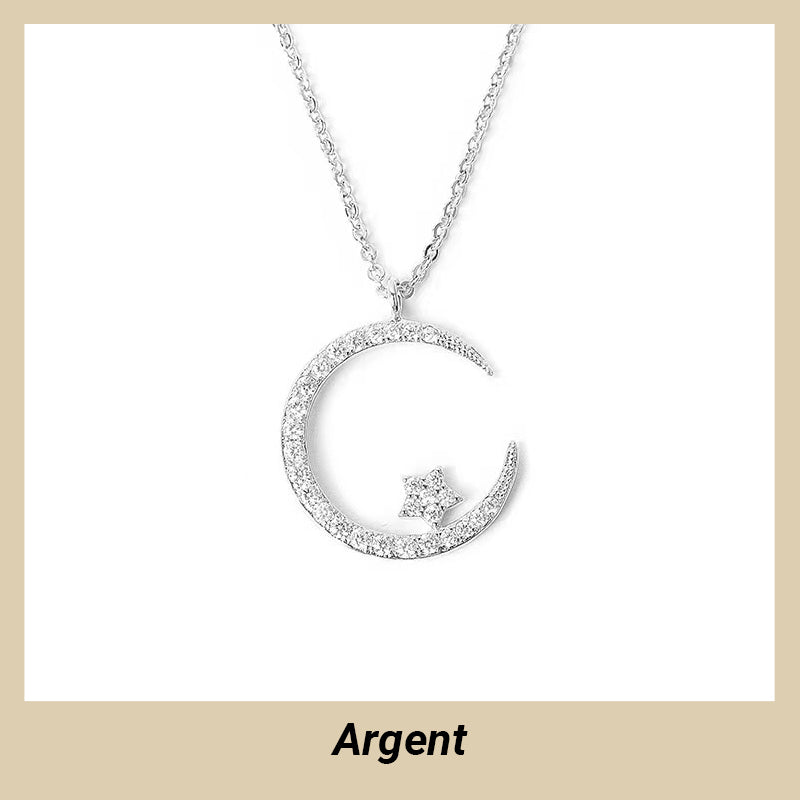 💕50% de réduction💕Collier Étincelant avec Pendentif d'Étoile et de Lune🌙