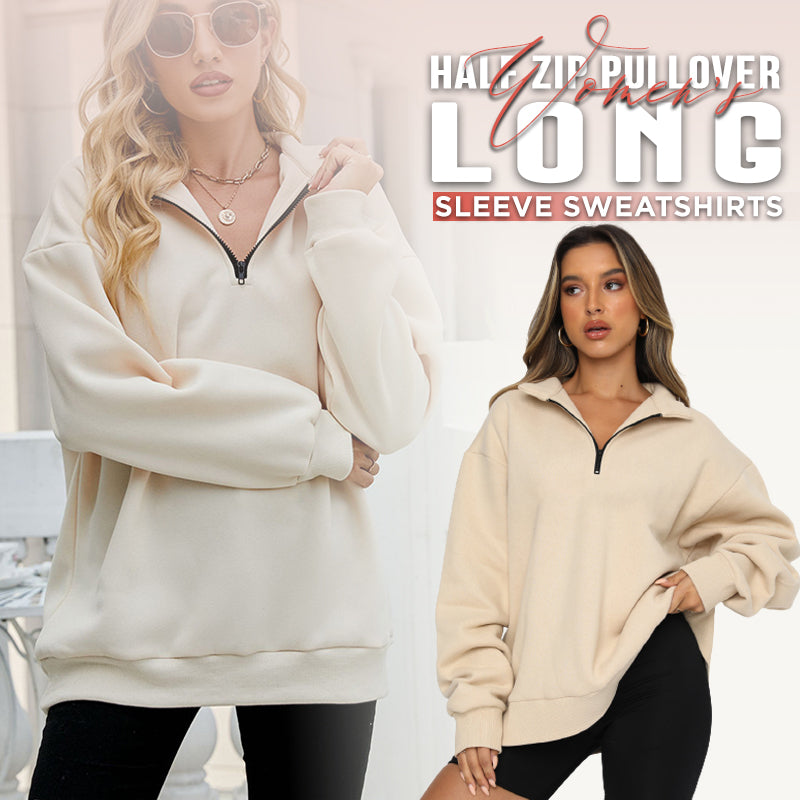 đ„đ€Vente du Black Friday 50% de rĂ©ductionđ„Sweat-shirt Ă manches longues et demi-zip pour femmes