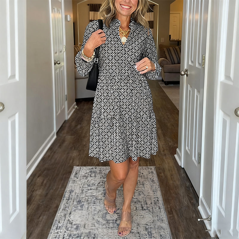 Promotion d'automne🍂Robe mi-longue à col en V pour femme