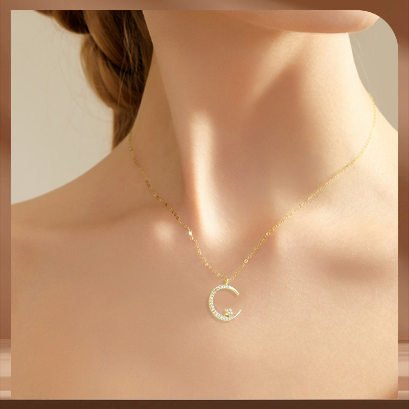 💕50% de réduction💕Collier Étincelant avec Pendentif d'Étoile et de Lune🌙