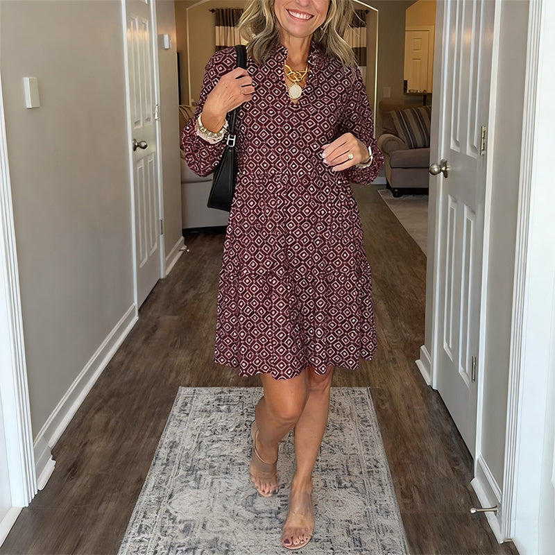 Promotion d'automne🍂Robe mi-longue à col en V pour femme