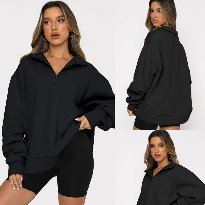 đ„đ€Vente du Black Friday 50% de rĂ©ductionđ„Sweat-shirt Ă manches longues et demi-zip pour femmes