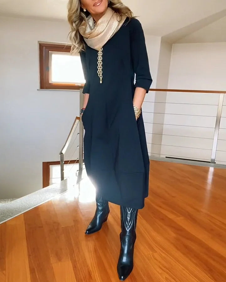 đ„Vente chaude 52% de rĂ©ductionđ„Robe Ă manches longues et col rond
