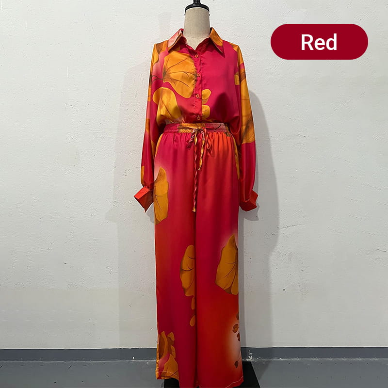 🔥Ensemble deux pièces à imprimé élégant pour femmes - Top et pantalon à manches longues