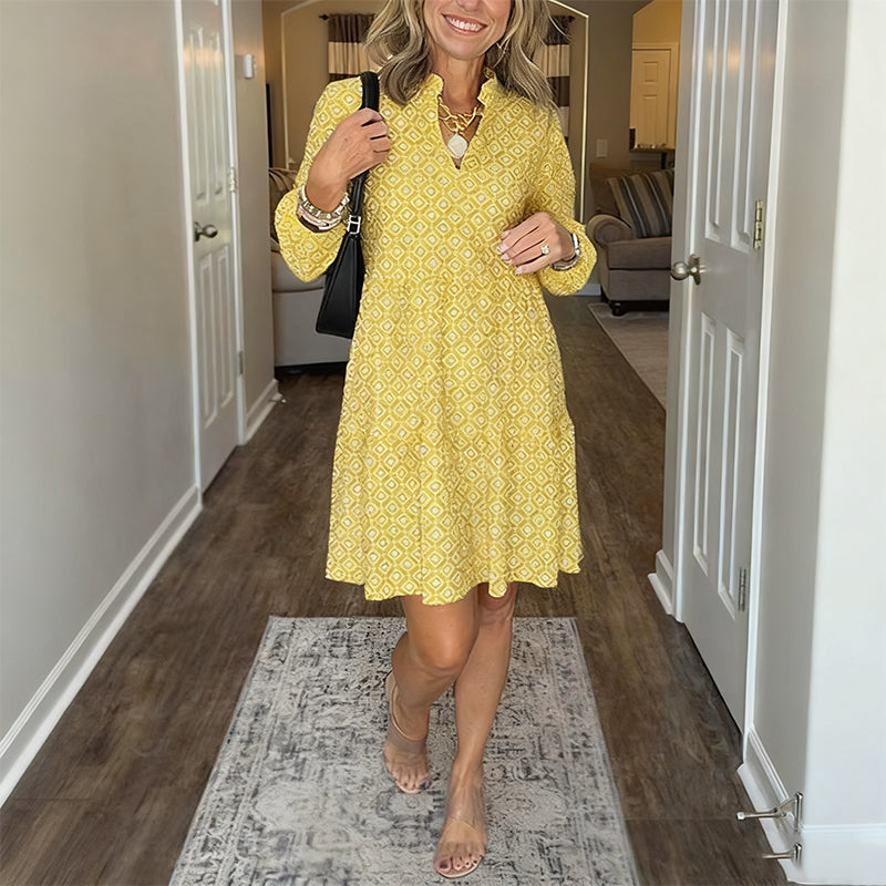 Promotion d'automne🍂Robe mi-longue à col en V pour femme