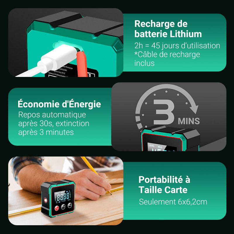 🔧Mesureur d'angle numérique magnétique – Précision de 1 mm et laser électronique ! 🔍⚙️