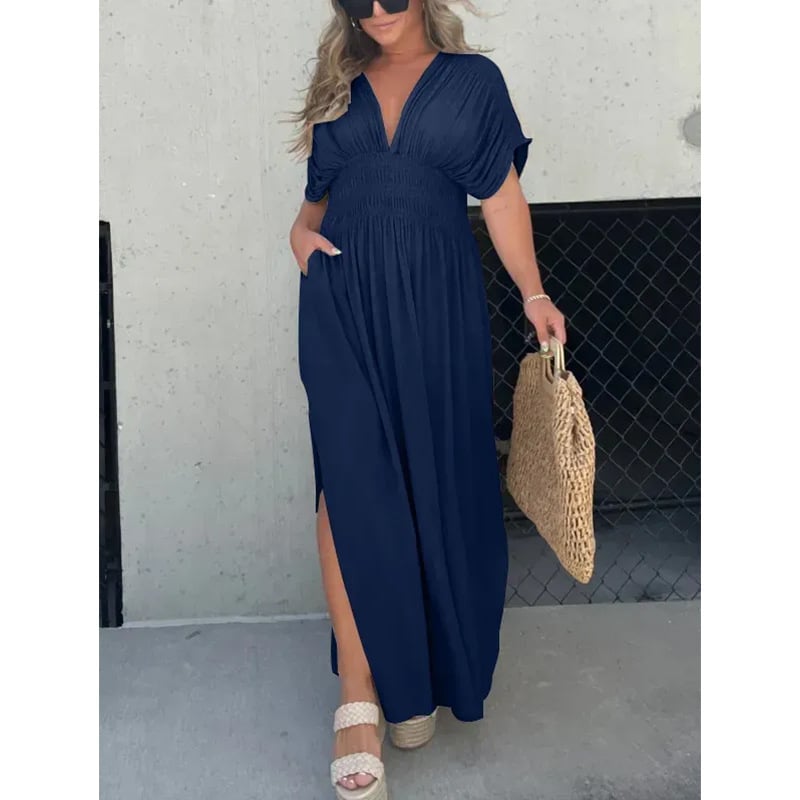💖2025 Vente limitée - 54% DE RÉDUCTION💗Nouvelle robe longue fendue à col en V sans effort