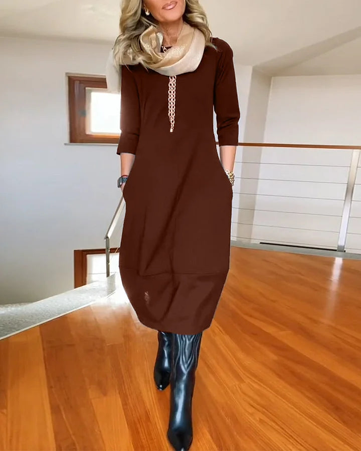 đ„Vente chaude 52% de rĂ©ductionđ„Robe Ă manches longues et col rond