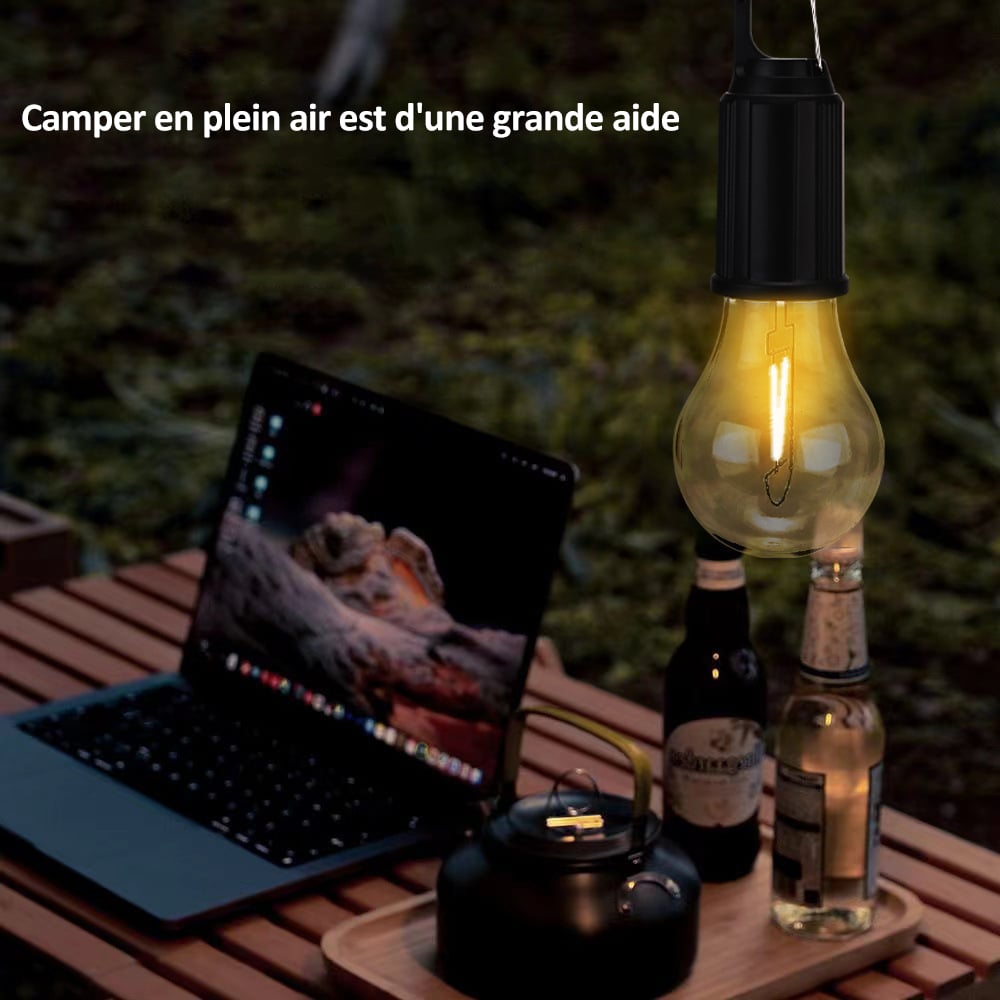 🔥2025 à chaud🔥Lanterne de camping solaire rechargeable avec crochet lampe tungstène adaptée à l'extérieur et à la maison
