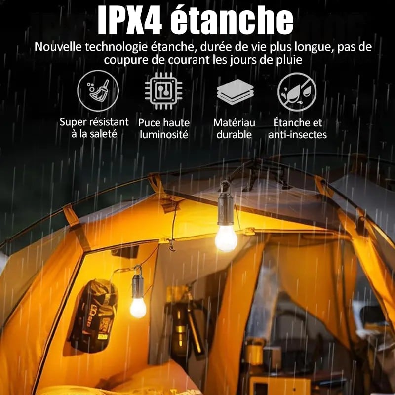 🔥2025 à chaud🔥Lanterne de camping solaire rechargeable avec crochet lampe tungstène adaptée à l'extérieur et à la maison
