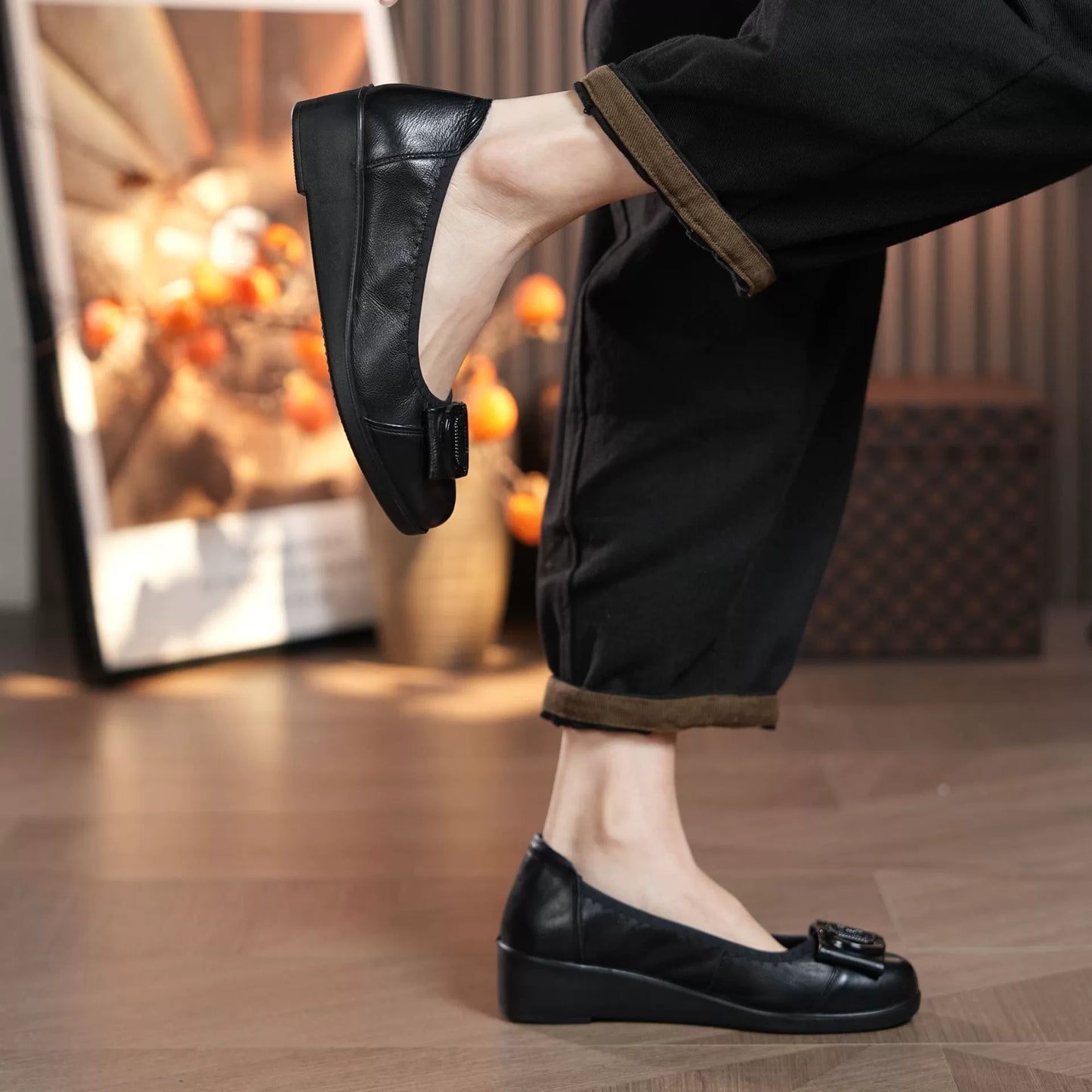 🐂Cuir de vache de haute qualité, semelle souple, chaussures plates antidérapantes(53 % de réduction)