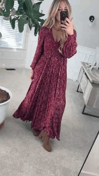 💎 60% DE RÉDUCTION ! 💎 Robe Longue à Fleurs en Rayonne – Taille Smockée, Doublure Intégrale & Poches Cachées 🌸👗