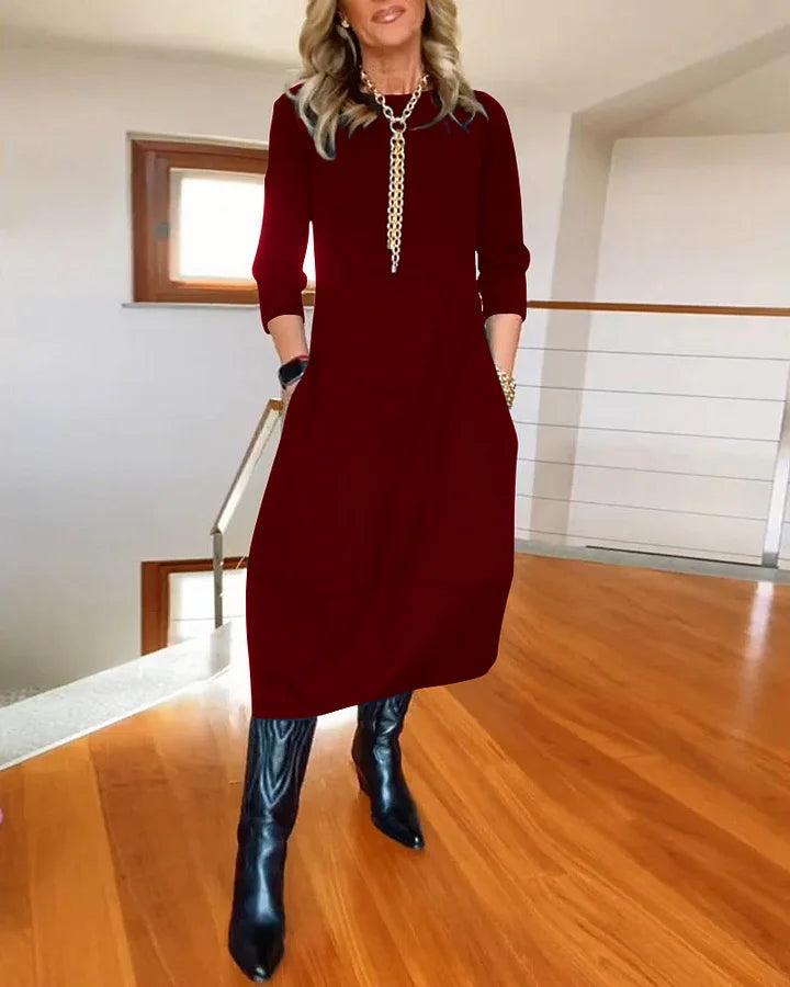 đ„Vente chaude 52% de rĂ©ductionđ„Robe Ă manches longues et col rond