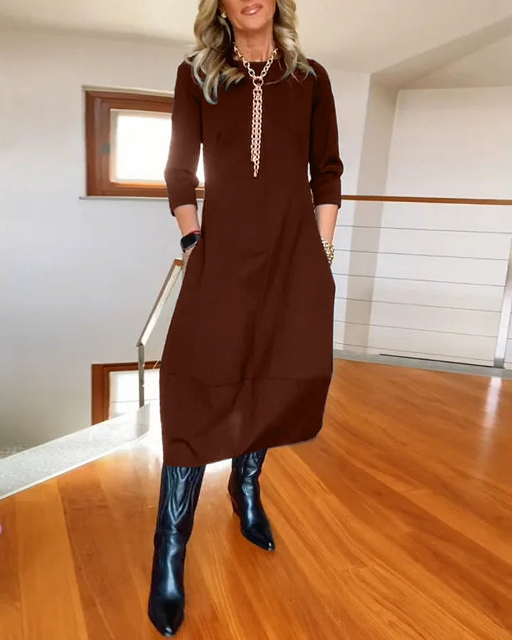 đ„Vente chaude 52% de rĂ©ductionđ„Robe Ă manches longues et col rond