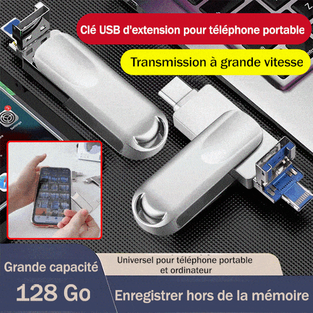 đ„ClĂ© USB d'extension multifonctionnelle 4 en 1 pour tĂ©lĂ©phones portables de grande capacitĂ©