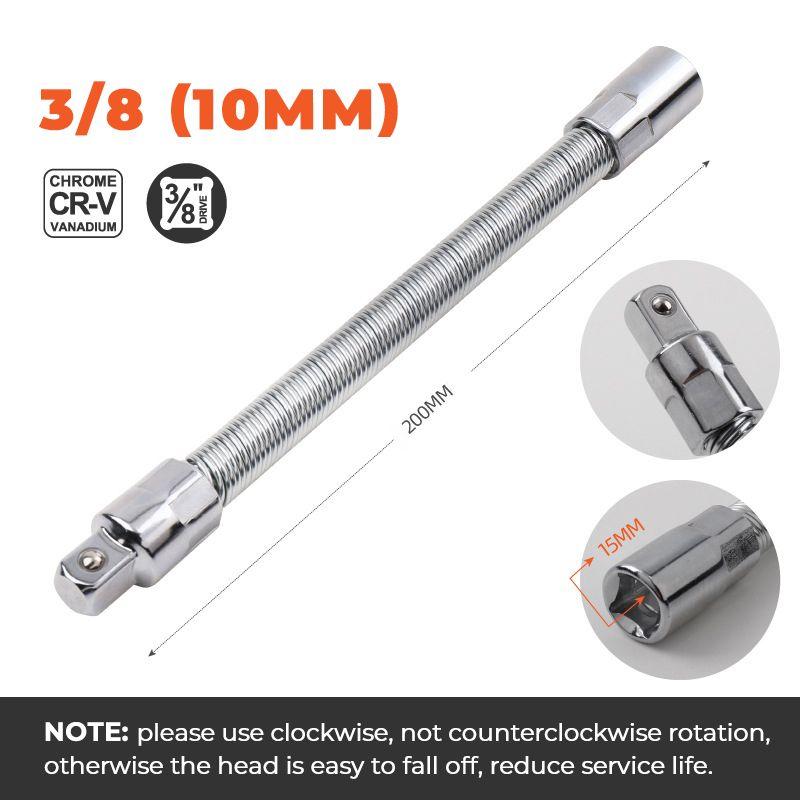 🔩 50% DE RÉDUCTION ⚙️ Barre d'extension flexible pour clé à cliquet – Chrome-vanadium, 3 tailles (1/4", 3/8", 1/2") – Accès aux angles difficiles, verrouillage à bille – idéal pour mécanique ou bricolage 🛠️