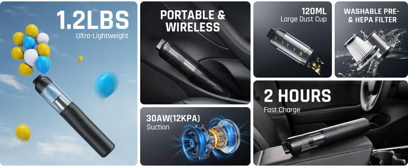 đ Vente chaudeđ Aspirateur de voiture sans fil Slim V8 Mate haute puissance 13000Pa/30AW