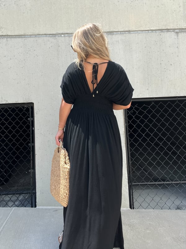 💖2025 Vente limitée - 54% DE RÉDUCTION💗Nouvelle robe longue fendue à col en V sans effort