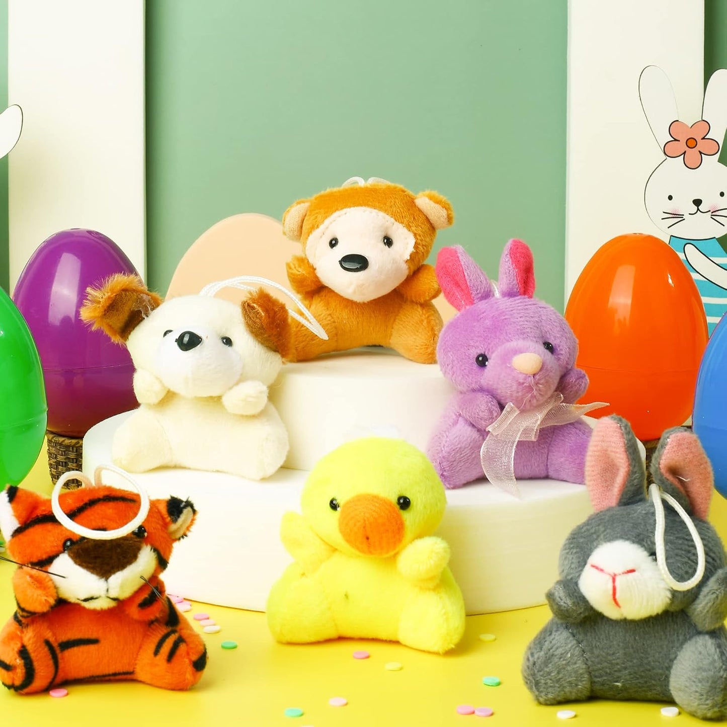 🔥2025 Vente à chaud🔥12/24/36 PiècesOeufs de Pâques pré-remplis avec des animaux en peluche