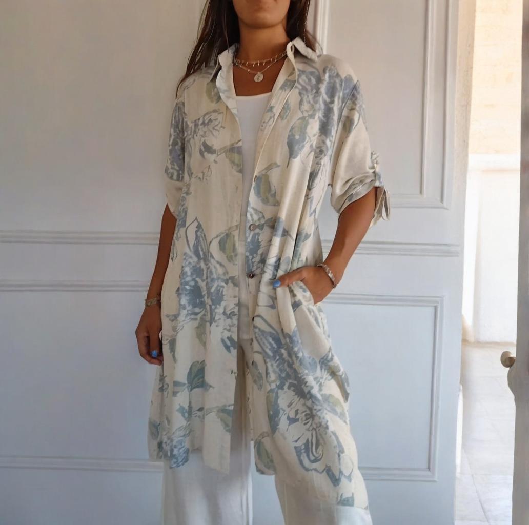 Nouveautés🔥Robe Imprimé Simple en Coton et Lin