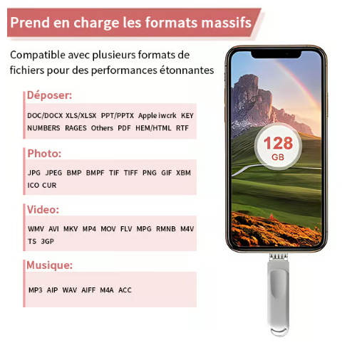 đ„ClĂ© USB d'extension multifonctionnelle 4 en 1 pour tĂ©lĂ©phones portables de grande capacitĂ©