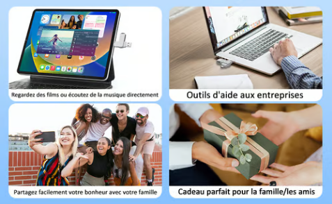 đ„ClĂ© USB d'extension multifonctionnelle 4 en 1 pour tĂ©lĂ©phones portables de grande capacitĂ©