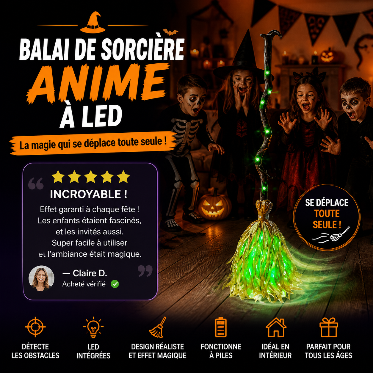 🎉 Soldes 2026 — Plus de 23 900 vendus!🔥 Décoration de Balai de Sorcière Électrique pour Hallow