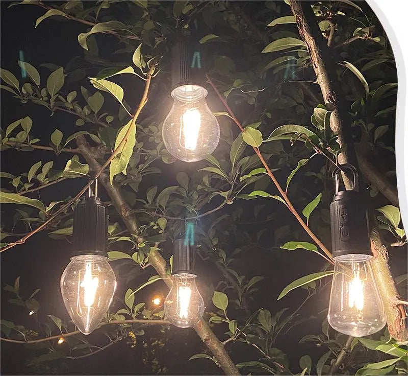🔥2025 à chaud🔥Lanterne de camping solaire rechargeable avec crochet lampe tungstène adaptée à l'extérieur et à la maison