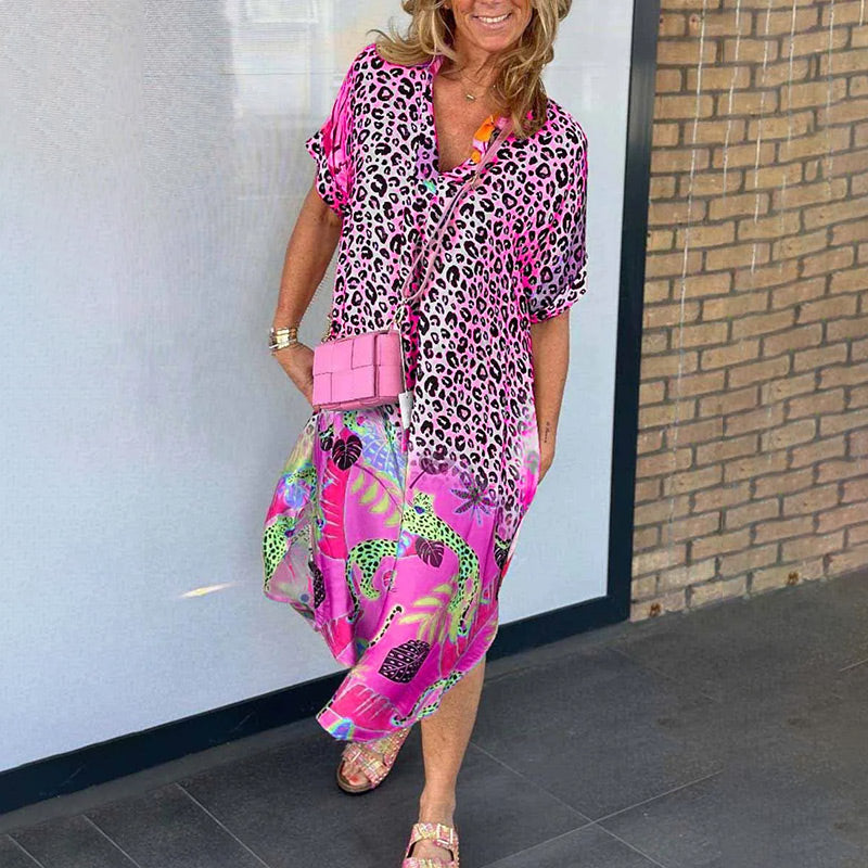 🌷50% de réduction pour l'été🌷Robe ample imprimée respirante à col en V