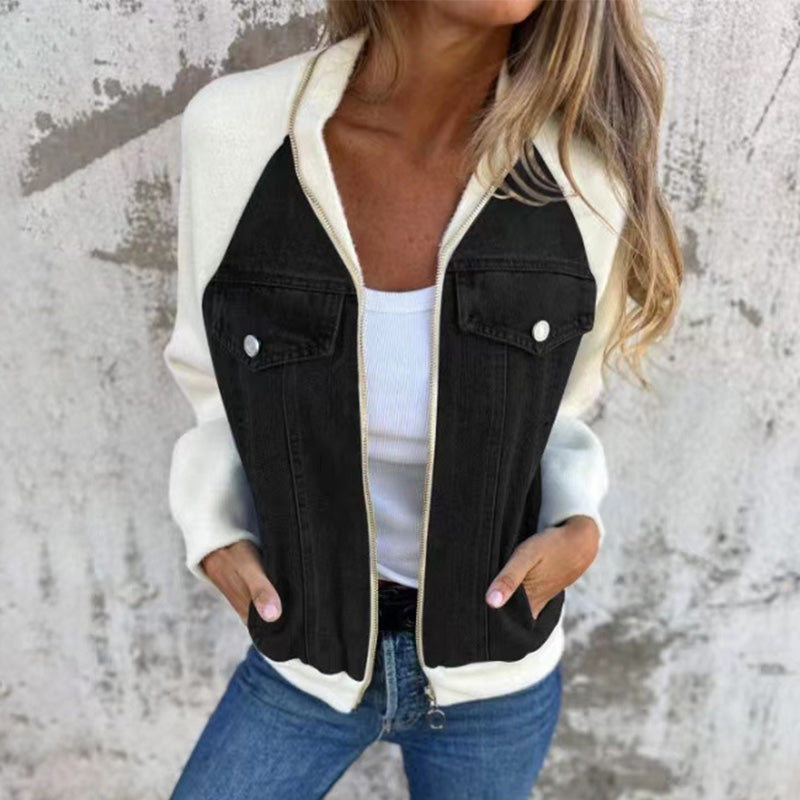 🌸Vente de fin de printemps🌸Veste en denim à fermeture éclair pour femme(🔥55% de réduction)