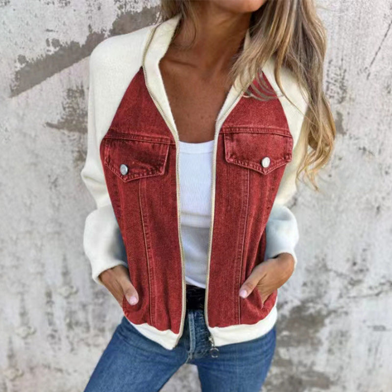 🌸Vente de fin de printemps🌸Veste en denim à fermeture éclair pour femme(🔥55% de réduction)