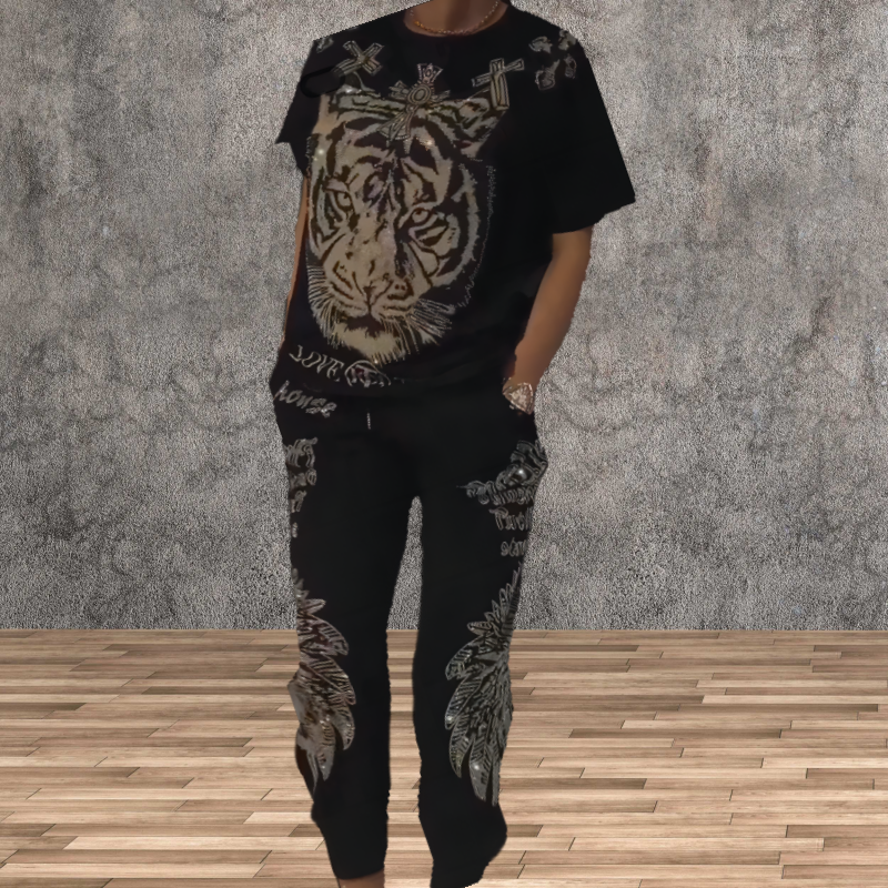 Ensemble 2 pièces tendance pour femmes avec motif chic