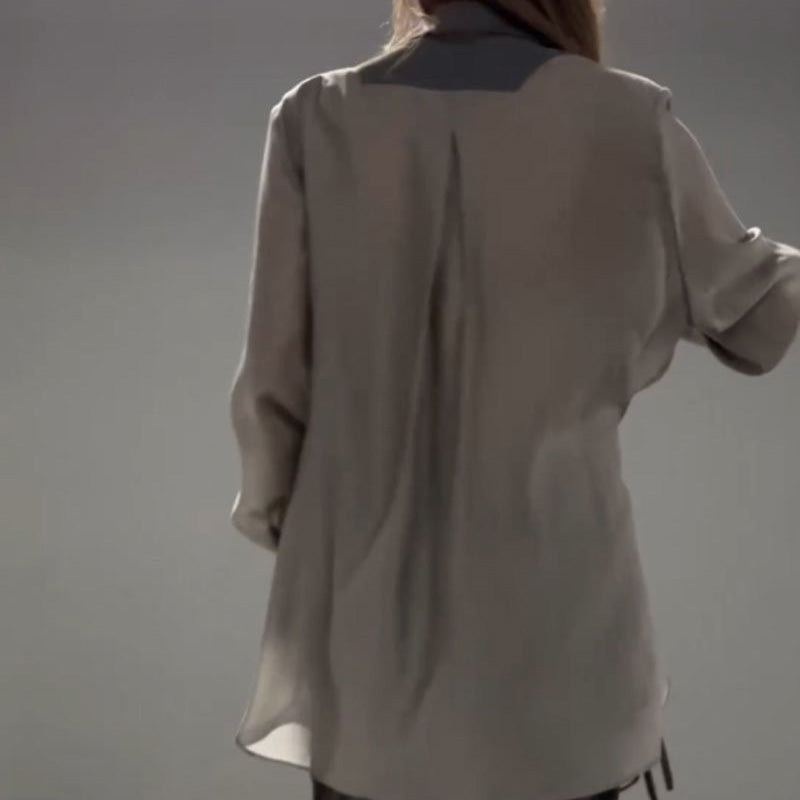 ✨Réduction d'automne 50%✨Ensemble deux pièces chemise et pantalon irréguliers en mousseline de soie à la mode