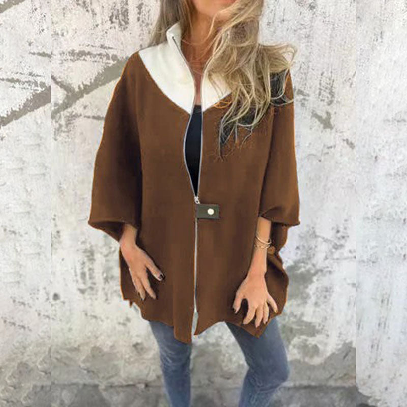 🍂Réduction d'automne 50%🍂Veste Décontractée avec Col Montant et Demi-Fermeture Éclair pour Femmes🙋♀️