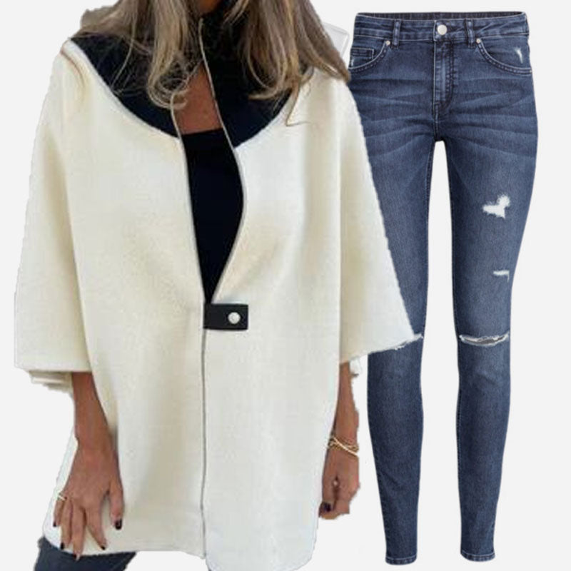 🍂Réduction d'automne 50%🍂Veste Décontractée avec Col Montant et Demi-Fermeture Éclair pour Femmes🙋♀️