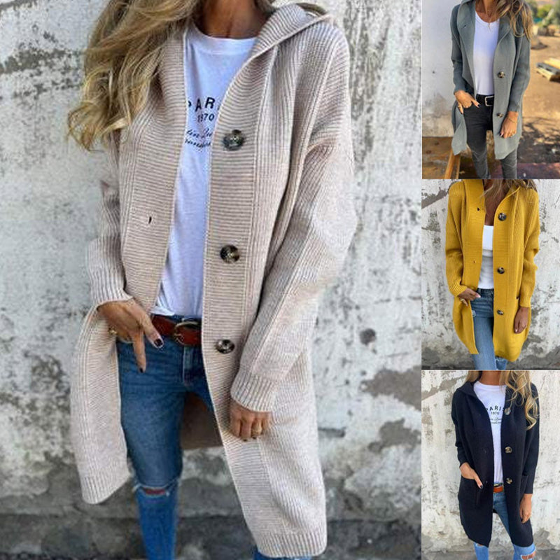 đRemises d'automne 47%đCardigan boutonnĂ© avec capuche pour femmes