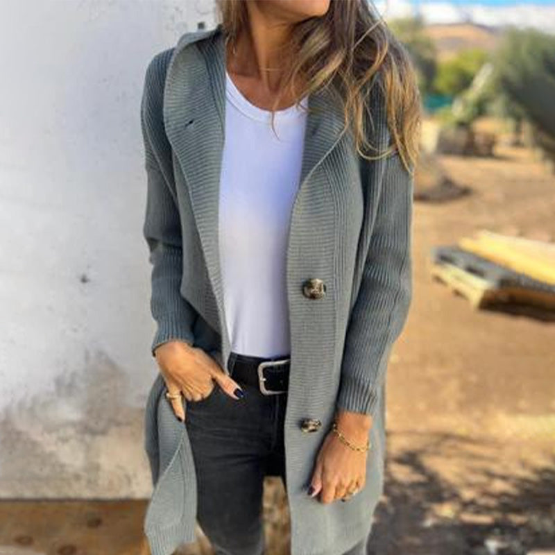 đRemises d'automne 47%đCardigan boutonnĂ© avec capuche pour femmes