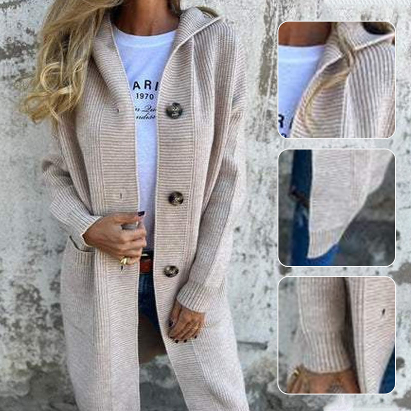 đRemises d'automne 47%đCardigan boutonnĂ© avec capuche pour femmes