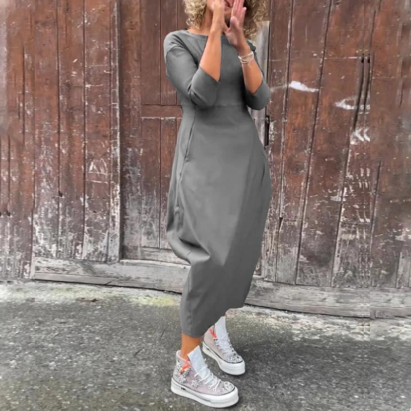 đ„Printemps 52% de rĂ©ductionđ„Robe simple et Ă©lĂ©gante Ă manches longues avec poche pour femme