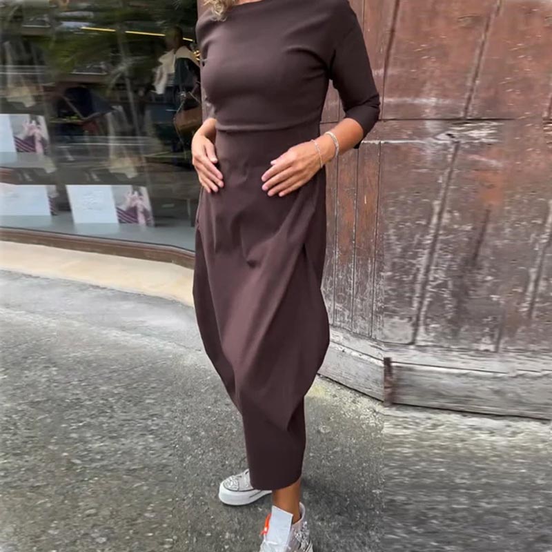 đ„Printemps 52% de rĂ©ductionđ„Robe simple et Ă©lĂ©gante Ă manches longues avec poche pour femme