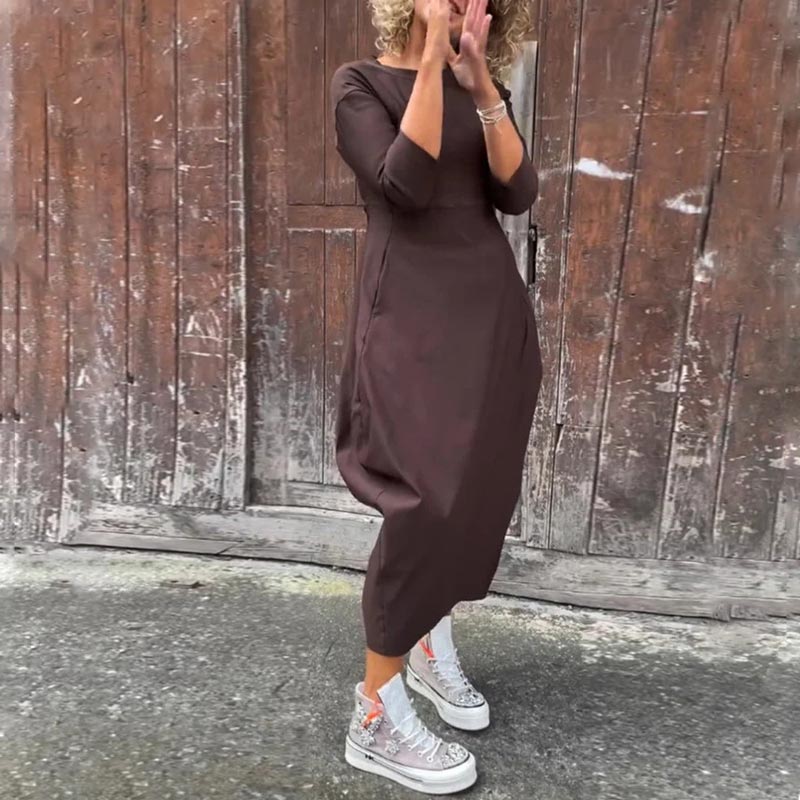 đ„Printemps 52% de rĂ©ductionđ„Robe simple et Ă©lĂ©gante Ă manches longues avec poche pour femme