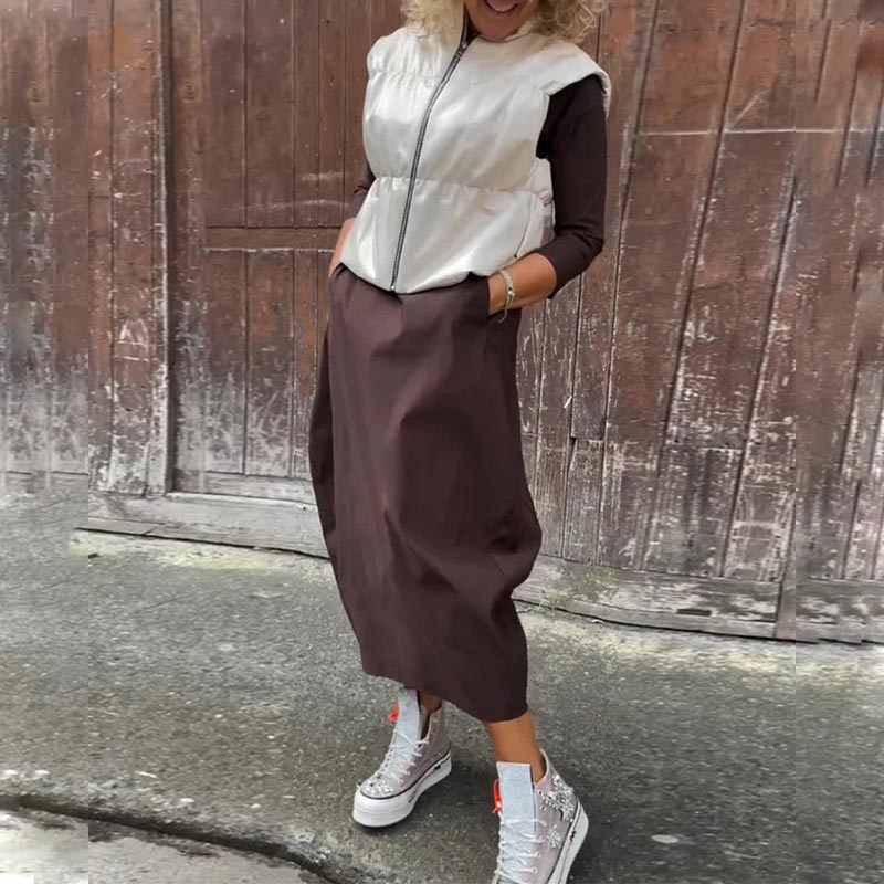 đ„Printemps 52% de rĂ©ductionđ„Robe simple et Ă©lĂ©gante Ă manches longues avec poche pour femme