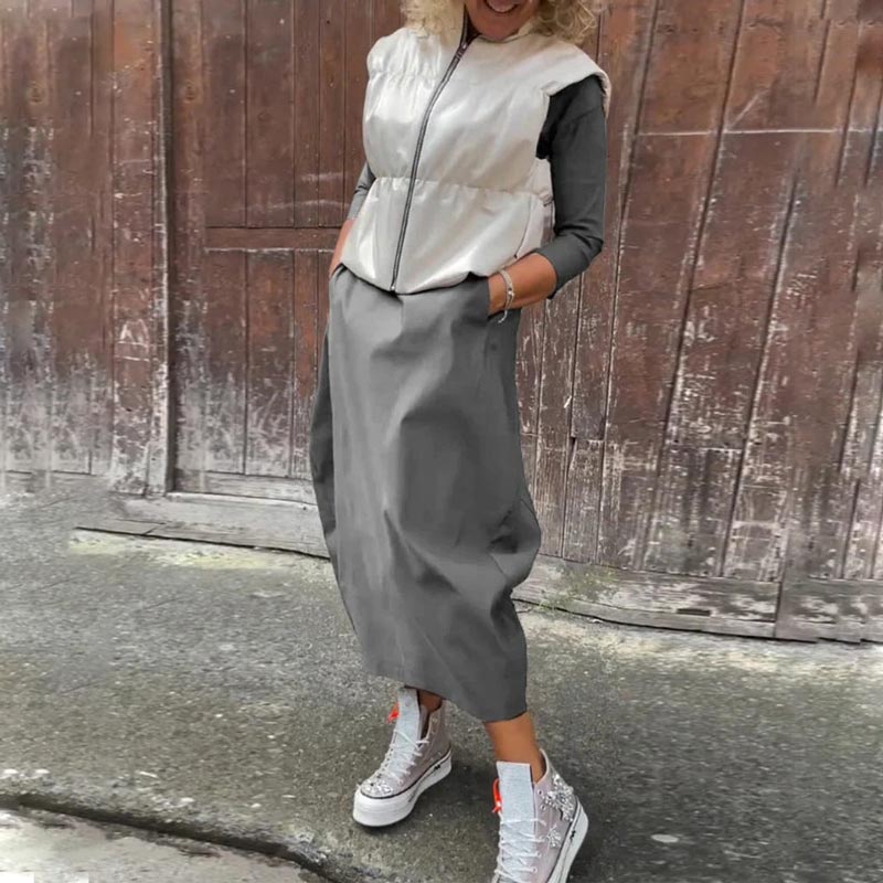đ„Printemps 52% de rĂ©ductionđ„Robe simple et Ă©lĂ©gante Ă manches longues avec poche pour femme