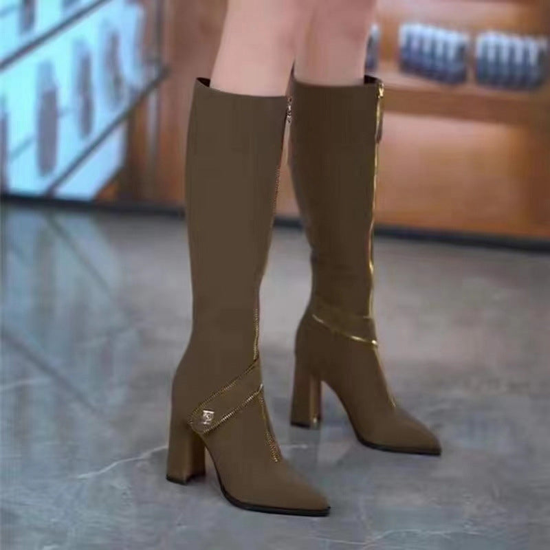 đ„58% de rĂ©ductionđ„Bottes hautes Ă bout pointu et talon Ă©pais