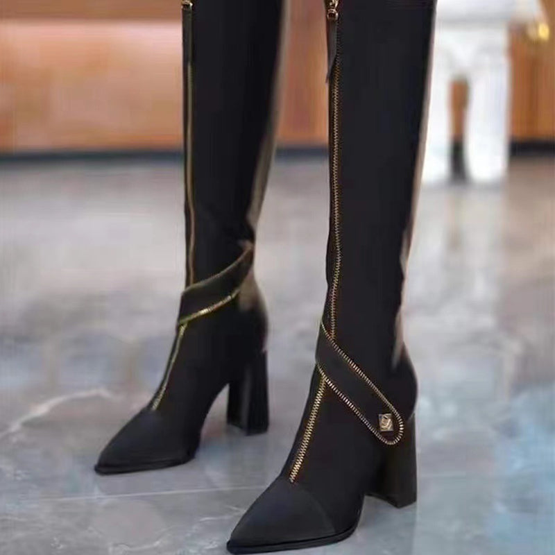 đ„58% de rĂ©ductionđ„Bottes hautes Ă bout pointu et talon Ă©pais