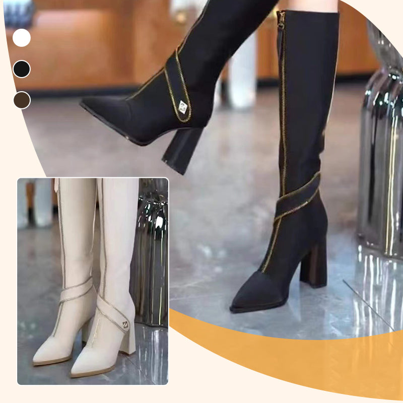 đ„58% de rĂ©ductionđ„Bottes hautes Ă bout pointu et talon Ă©pais