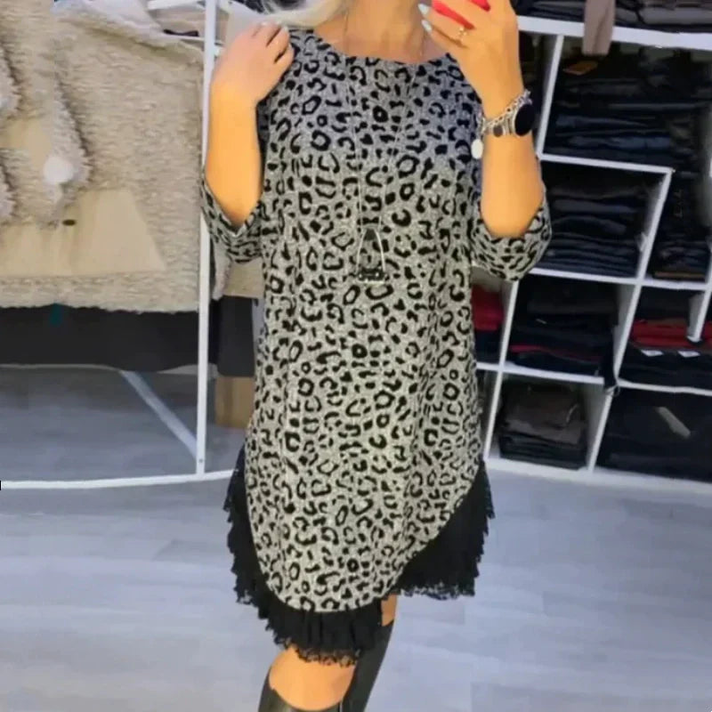 ✨58% de rabais super bas✨Robe léopard à bordures en dentelle pour femmes