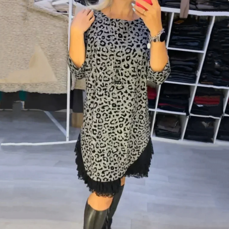 ✨58% de rabais super bas✨Robe léopard à bordures en dentelle pour femmes