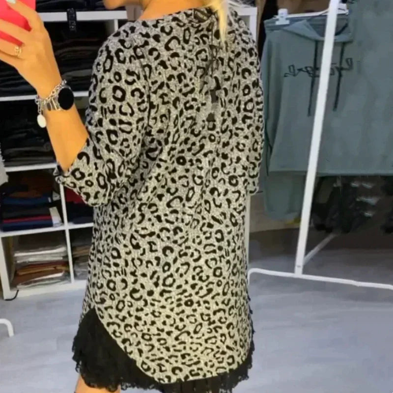 ✨58% de rabais super bas✨Robe léopard à bordures en dentelle pour femmes